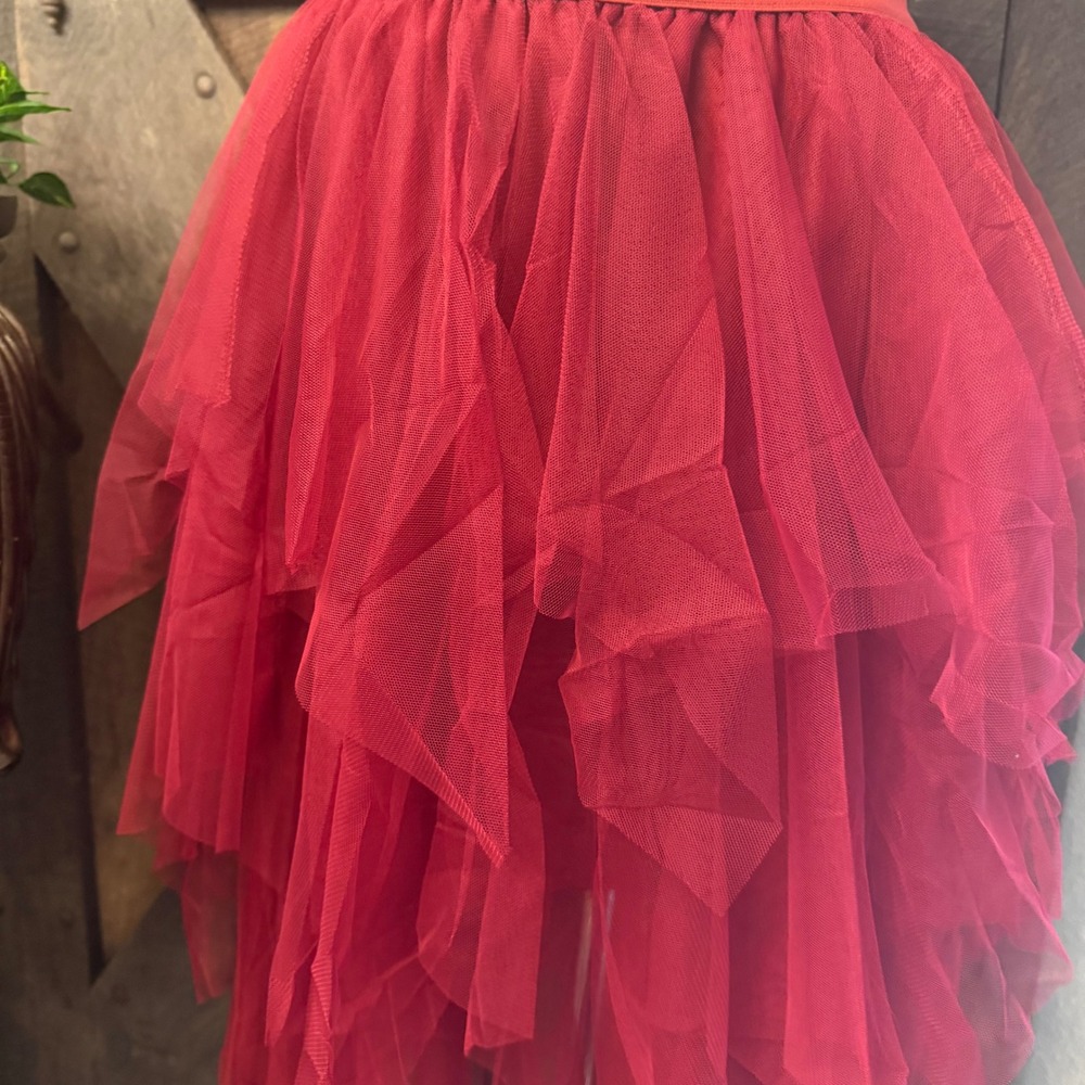 Unbranded Tiered Tulle High Low Skirt Size M Red Costume Party